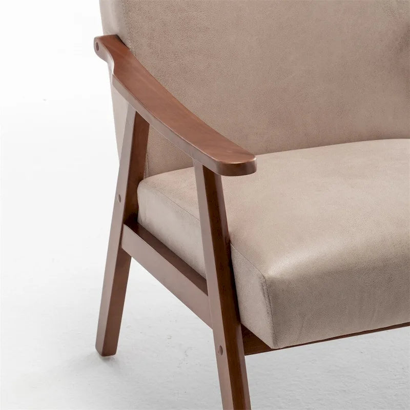 Sedia Mid-Century Modern, Poltrona da Soggiorno con Struttura in Legno Massello
