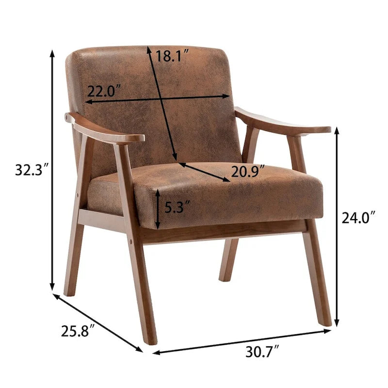 Sedia Mid-Century Modern, Poltrona da Soggiorno con Struttura in Legno Massello