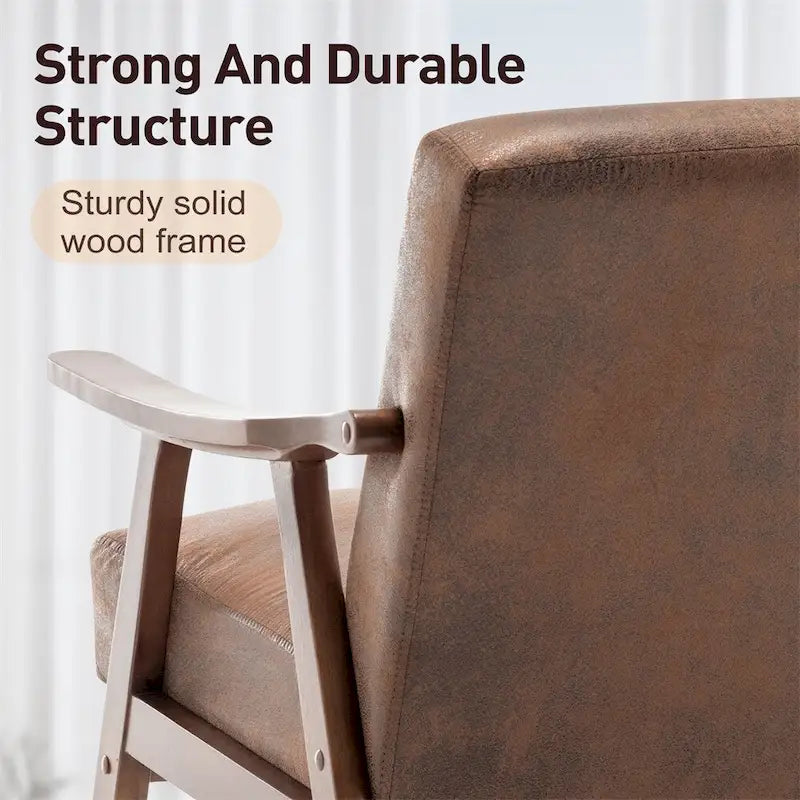 Sedia Mid-Century Modern, Poltrona da Soggiorno con Struttura in Legno Massello