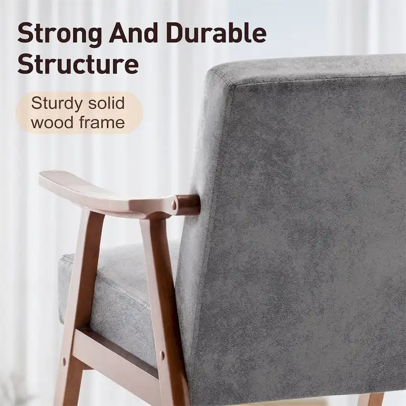Sedia Mid-Century Modern, Poltrona da Soggiorno con Struttura in Legno Massello
