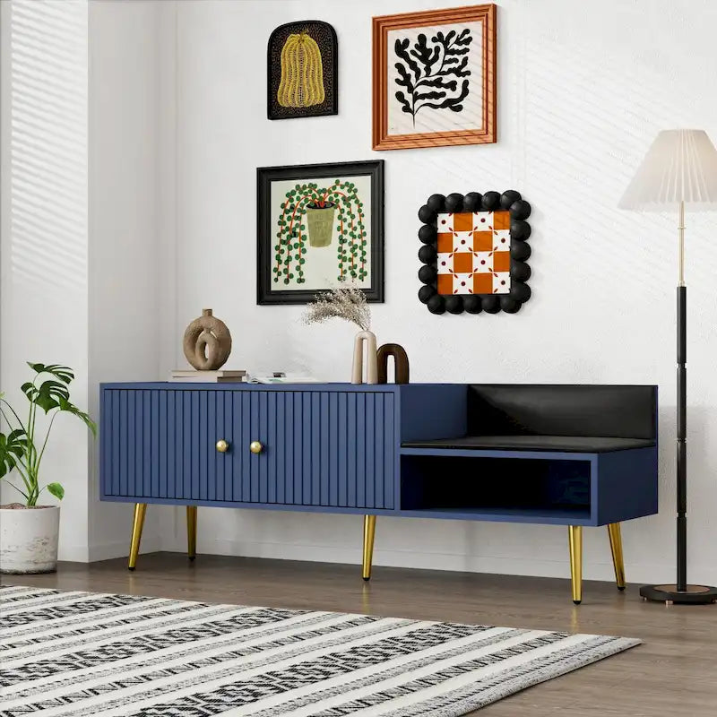 Banc à chaussures moderne avec compartiment caché et coussin rembourré