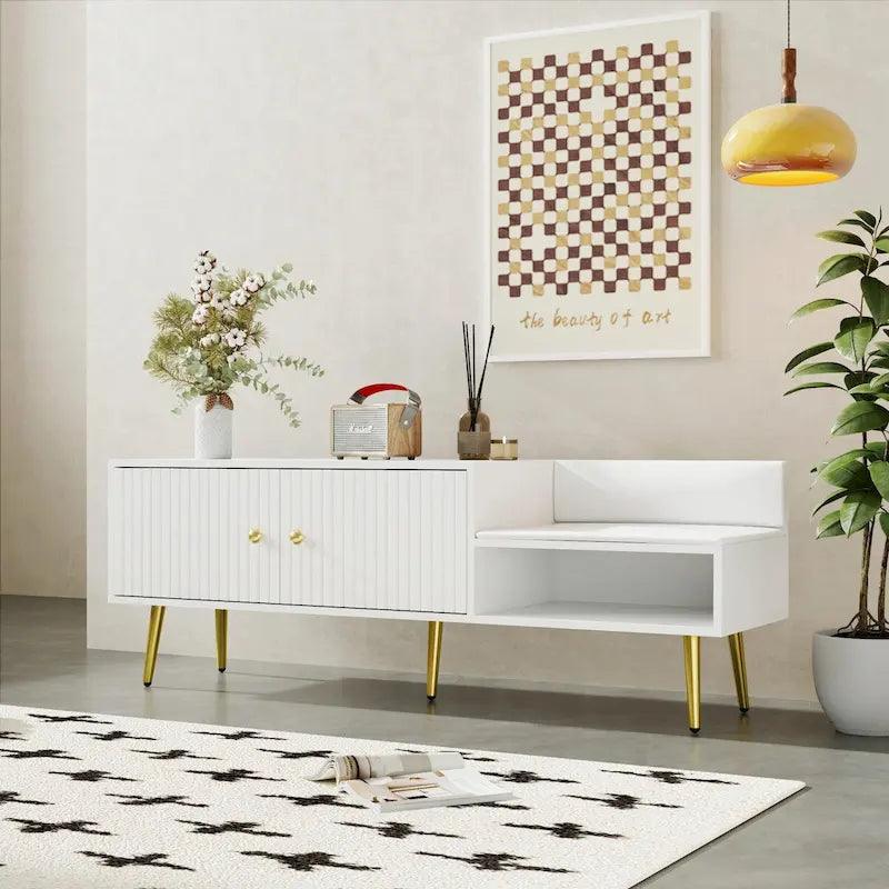 Banc à chaussures moderne avec compartiment caché et coussin rembourré