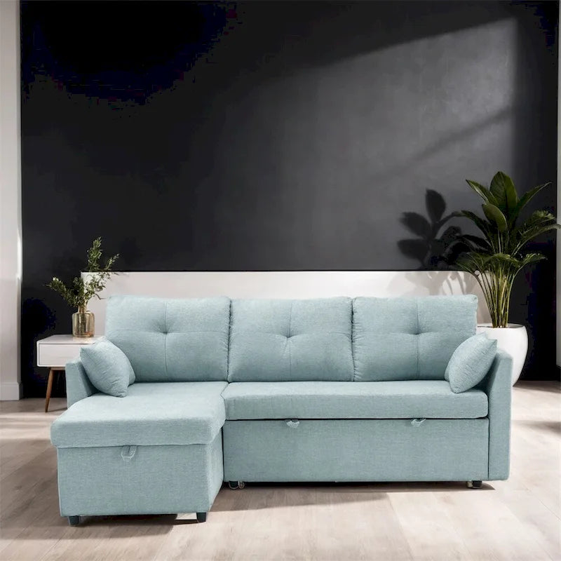 Divano Sezionale Modulare a L con Chaise Reversibile e Seduta Contenitore