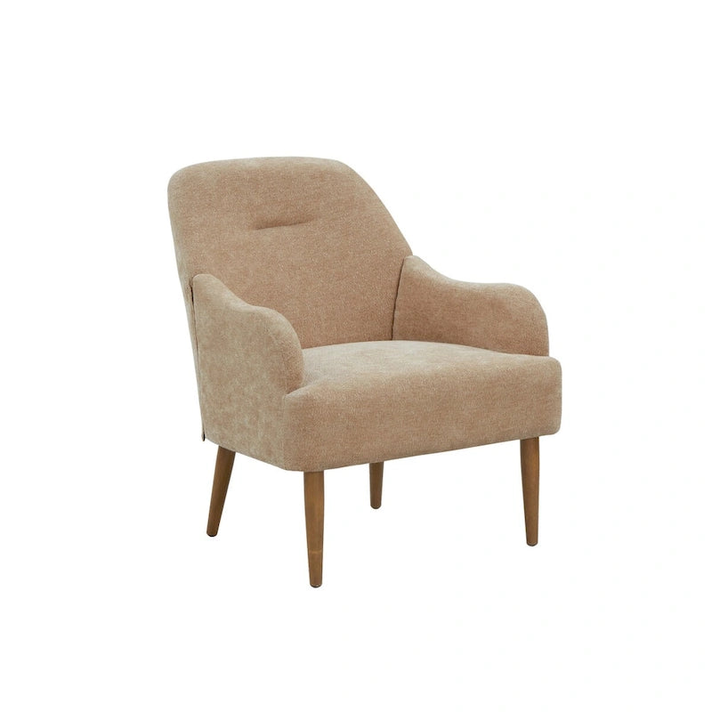 Poltrona in ciniglia, poltrona accent con gambe in legno in stile moderno, design confortevole per soggiorno, camera da letto, ufficio