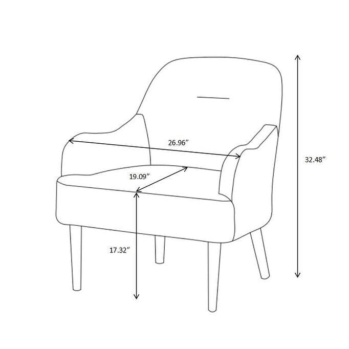 Poltrona in ciniglia, poltrona accent con gambe in legno in stile moderno, design confortevole per soggiorno, camera da letto, ufficio