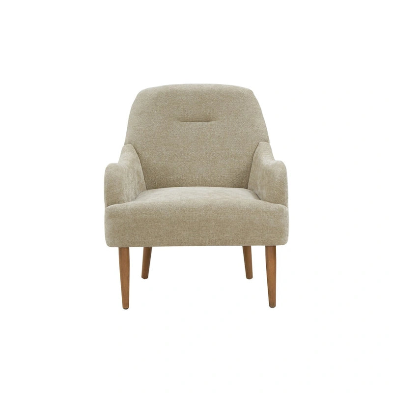 Poltrona in ciniglia, poltrona accent con gambe in legno in stile moderno, design confortevole per soggiorno, camera da letto, ufficio