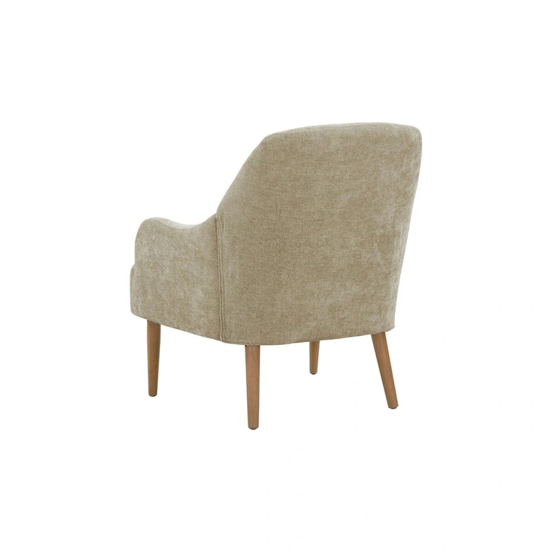 Poltrona in ciniglia, poltrona accent con gambe in legno in stile moderno, design confortevole per soggiorno, camera da letto, ufficio