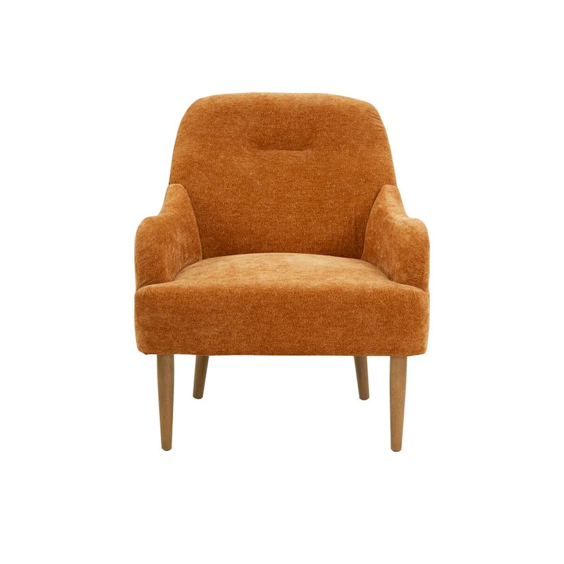 Poltrona in ciniglia, poltrona accent con gambe in legno in stile moderno, design confortevole per soggiorno, camera da letto, ufficio