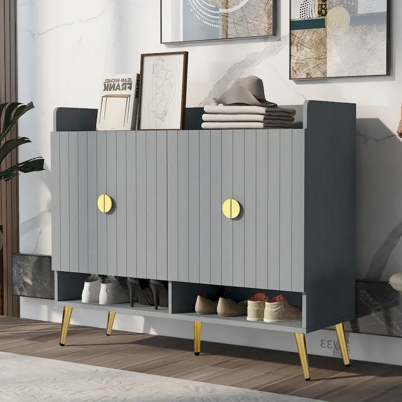 Scarpiera con ante, Scarpiera a 11 ripiani con ripiani regolabili, Organizer porta scarpe in legno moderno