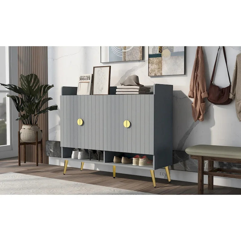 Scarpiera con ante, Scarpiera a 11 ripiani con ripiani regolabili, Organizer porta scarpe in legno moderno