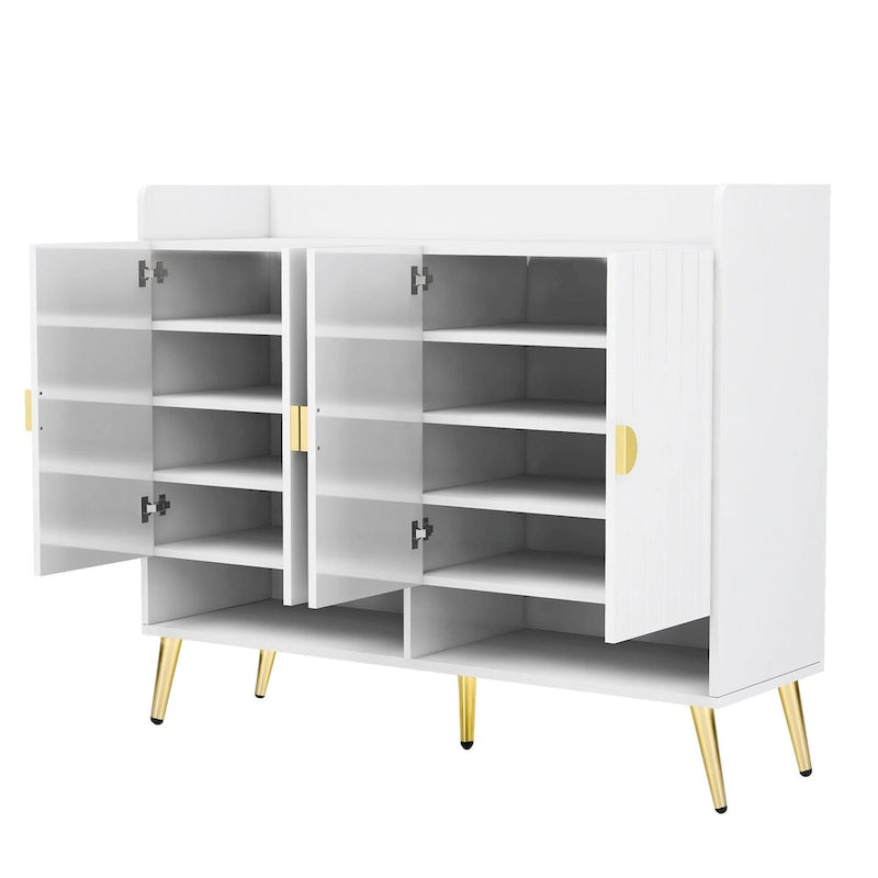 Scarpiera con ante, Scarpiera a 11 ripiani con ripiani regolabili, Organizer porta scarpe in legno moderno