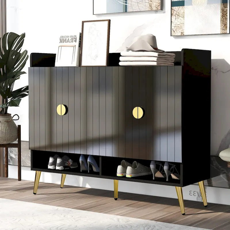 Scarpiera con ante, Scarpiera a 11 ripiani con ripiani regolabili, Organizer porta scarpe in legno moderno