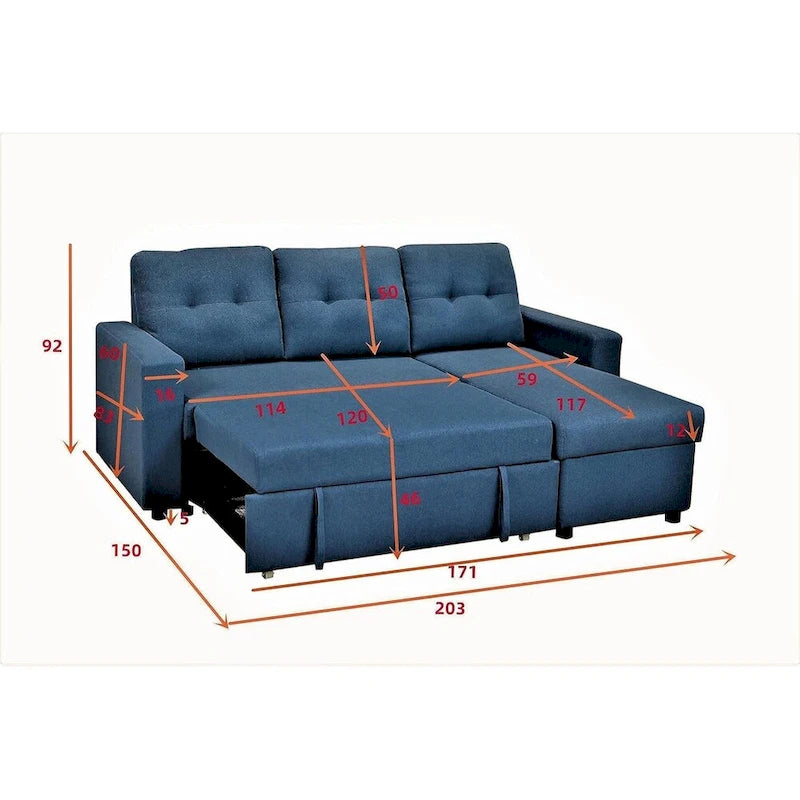 Divano letto componibile a L convertibile US Pride Furniture da 79,92 pollici - Elegante arredamento per appartamento