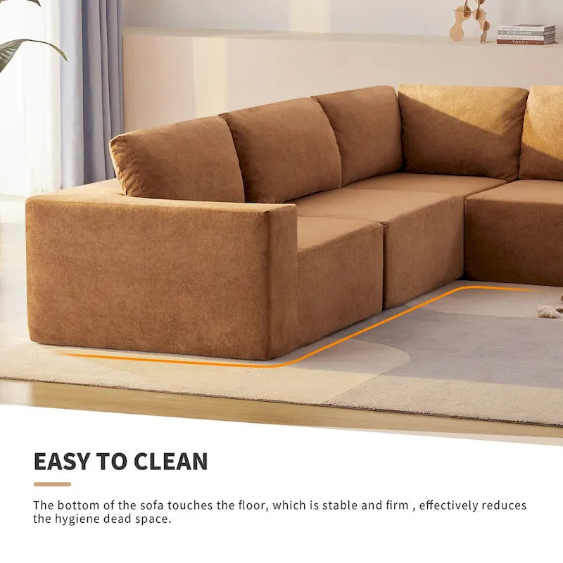 Divano Sezionale Modulare a L, Set Divano da Terra di Lusso, Mobili per Interni Imbottiti, Divano Letto Imbottito in Schiuma