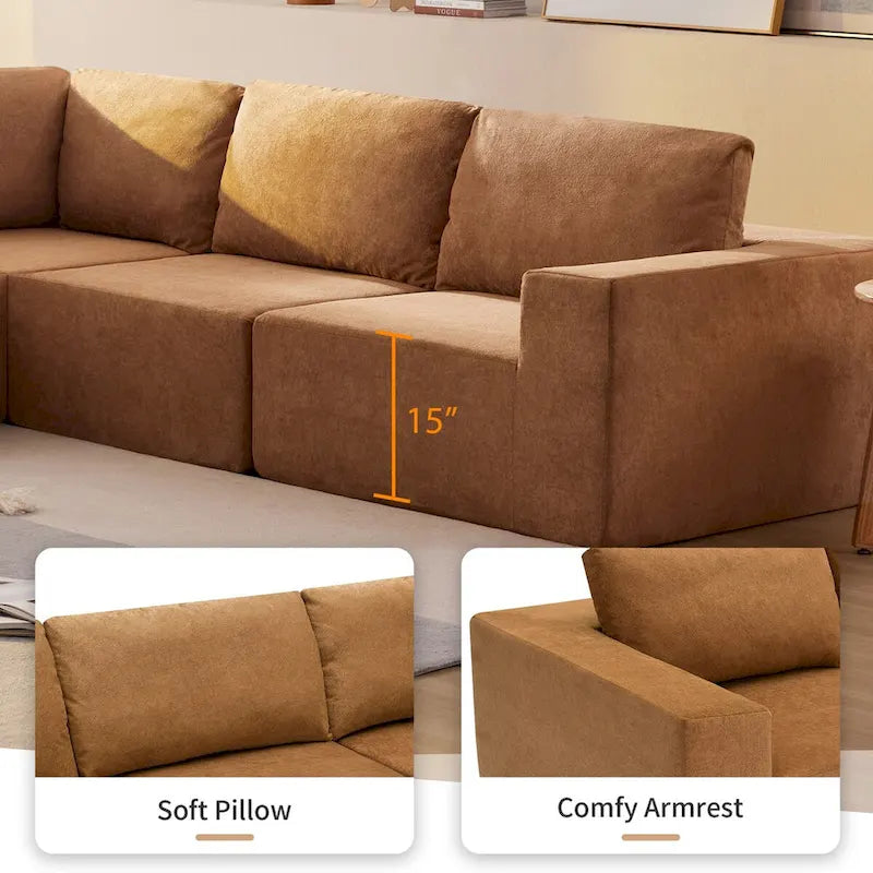 Divano Sezionale Modulare a L, Set Divano da Terra di Lusso, Mobili per Interni Imbottiti, Divano Letto Imbottito in Schiuma