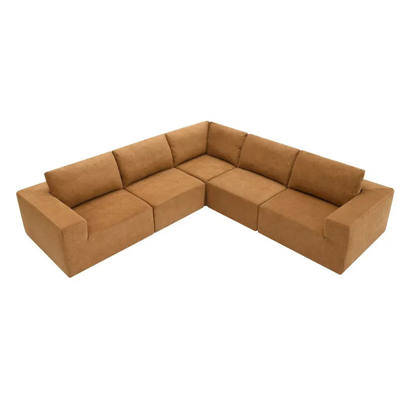 Divano Sezionale Modulare a L, Set Divano da Terra di Lusso, Mobili per Interni Imbottiti, Divano Letto Imbottito in Schiuma
