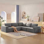 Divano Sezionale Modulare a L, Set Divano da Terra di Lusso, Mobili per Interni Imbottiti, Divano Letto Imbottito in Schiuma