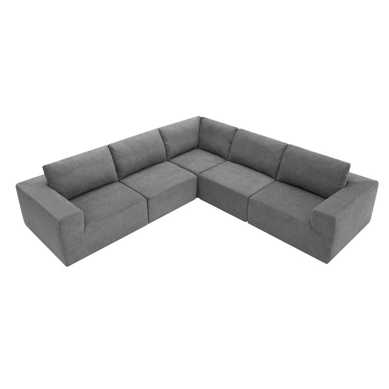 Divano Sezionale Modulare a L, Set Divano da Terra di Lusso, Mobili per Interni Imbottiti, Divano Letto Imbottito in Schiuma