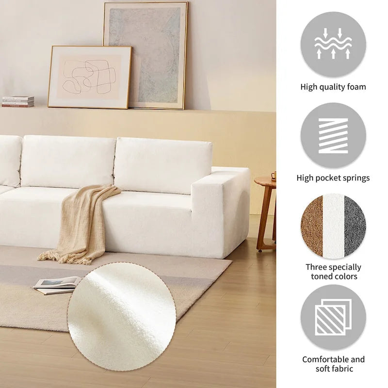 Divano Sezionale Modulare a L, Set Divano da Terra di Lusso, Mobili per Interni Imbottiti, Divano Letto Imbottito in Schiuma