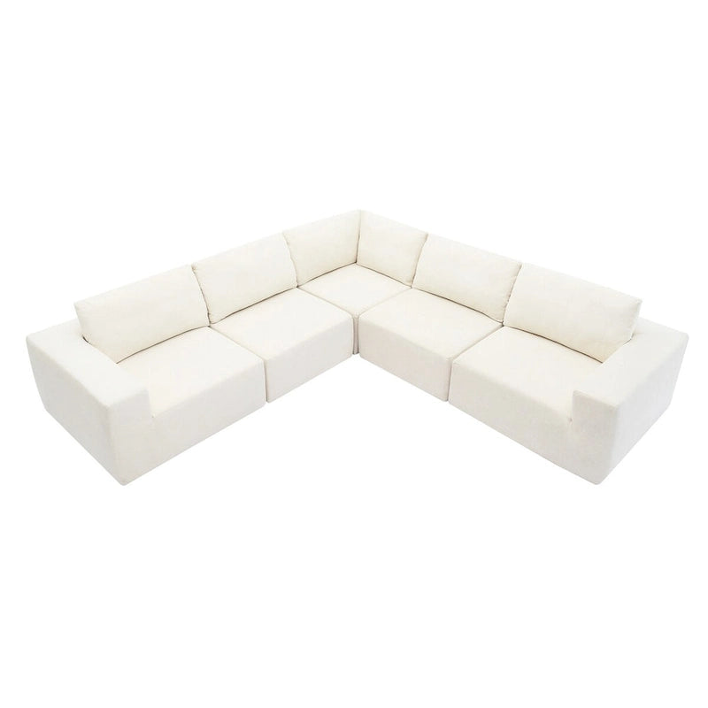 Divano Sezionale Modulare a L, Set Divano da Terra di Lusso, Mobili per Interni Imbottiti, Divano Letto Imbottito in Schiuma