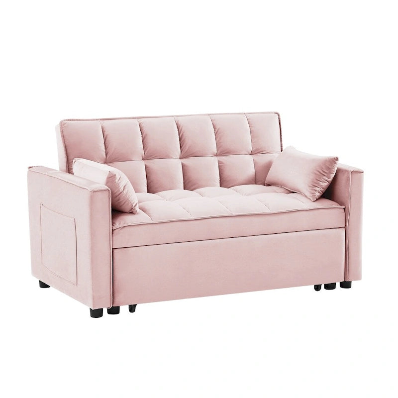 Divano letto 3 in 1 in velluto convertibile con letto estraibile e schienale reclinabile