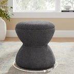 VANOMi Djembe Ottomano Rivestito in Tessuto Bouclé con Base Girevole, Pouf, Sgabello Girevole per Toeletta per Soggiorno, Cabina Armadio