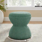 VANOMi Djembe Ottomano Rivestito in Tessuto Bouclé con Base Girevole, Pouf, Sgabello Girevole per Toeletta per Soggiorno, Cabina Armadio