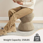 VANOMi Djembe Ottomano Rivestito in Tessuto Bouclé con Base Girevole, Pouf, Sgabello Girevole per Toeletta per Soggiorno, Cabina Armadio