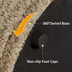 VANOMi Djembe Ottomano Rivestito in Tessuto Bouclé con Base Girevole, Pouf, Sgabello Girevole per Toeletta per Soggiorno, Cabina Armadio