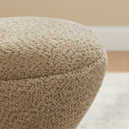 VANOMi Djembe Ottomano Rivestito in Tessuto Bouclé con Base Girevole, Pouf, Sgabello Girevole per Toeletta per Soggiorno, Cabina Armadio