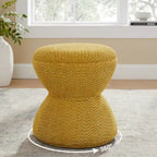 VANOMi Djembe Ottomano Rivestito in Tessuto Bouclé con Base Girevole, Pouf, Sgabello Girevole per Toeletta per Soggiorno, Cabina Armadio