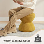 VANOMi Djembe Ottomano Rivestito in Tessuto Bouclé con Base Girevole, Pouf, Sgabello Girevole per Toeletta per Soggiorno, Cabina Armadio