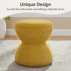 VANOMi Djembe Ottomano Rivestito in Tessuto Bouclé con Base Girevole, Pouf, Sgabello Girevole per Toeletta per Soggiorno, Cabina Armadio