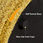 VANOMi Djembe Ottomano Rivestito in Tessuto Bouclé con Base Girevole, Pouf, Sgabello Girevole per Toeletta per Soggiorno, Cabina Armadio