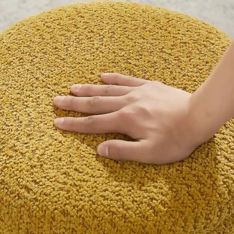 VANOMi Djembe Ottomano Rivestito in Tessuto Bouclé con Base Girevole, Pouf, Sgabello Girevole per Toeletta per Soggiorno, Cabina Armadio