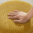 VANOMi Djembe Ottomano Rivestito in Tessuto Bouclé con Base Girevole, Pouf, Sgabello Girevole per Toeletta per Soggiorno, Cabina Armadio