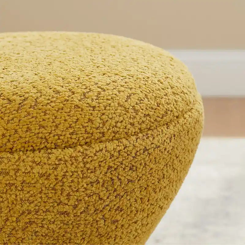 VANOMi Djembe Ottomano Rivestito in Tessuto Bouclé con Base Girevole, Pouf, Sgabello Girevole per Toeletta per Soggiorno, Cabina Armadio