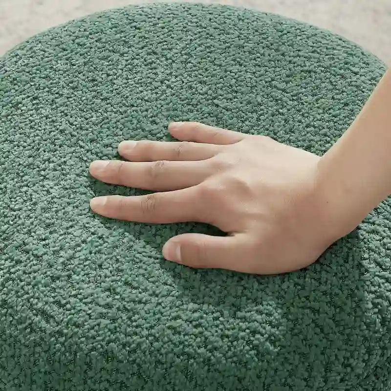 VANOMi Djembe Ottomano Rivestito in Tessuto Bouclé con Base Girevole, Pouf, Sgabello Girevole per Toeletta per Soggiorno, Cabina Armadio