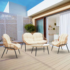 Manhattan Comfort Pine Set Salotto da Esterno Moderno 4 Pezzi