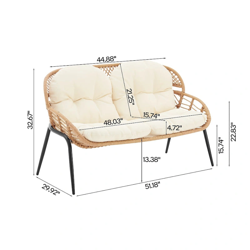 Manhattan Comfort Pine Set Salotto da Esterno Moderno 4 Pezzi