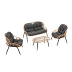 Manhattan Comfort Pine Set Salotto da Esterno Moderno 4 Pezzi