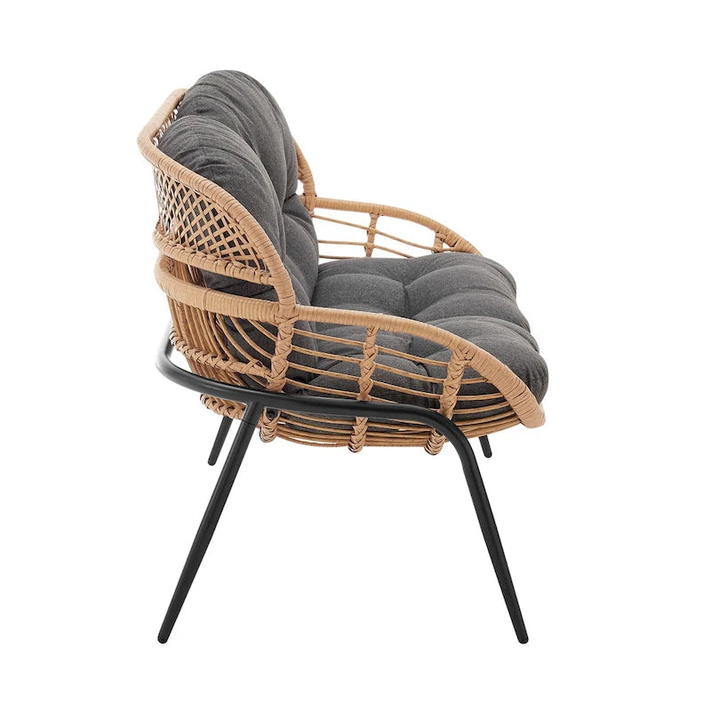 Manhattan Comfort Pine Set Salotto da Esterno Moderno 4 Pezzi