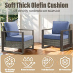 Gymojoy Divano alto da giardino con poltrona club e pouf - Grigio