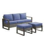Gymojoy Divano da esterno a 3 posti in rattan con poggiapiedi - Grigio