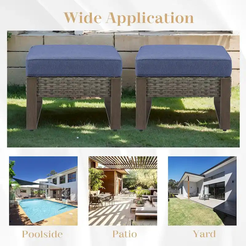 Gymojoy Divano da esterno a 3 posti in rattan con poggiapiedi - Grigio