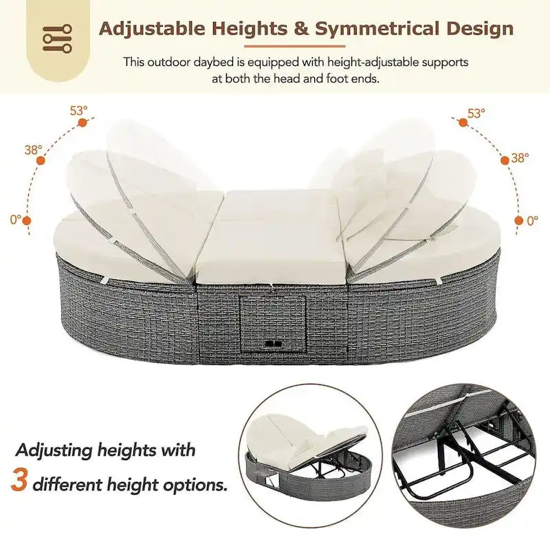 Daybed in vimini marrone scuro con cuscini e guanciali