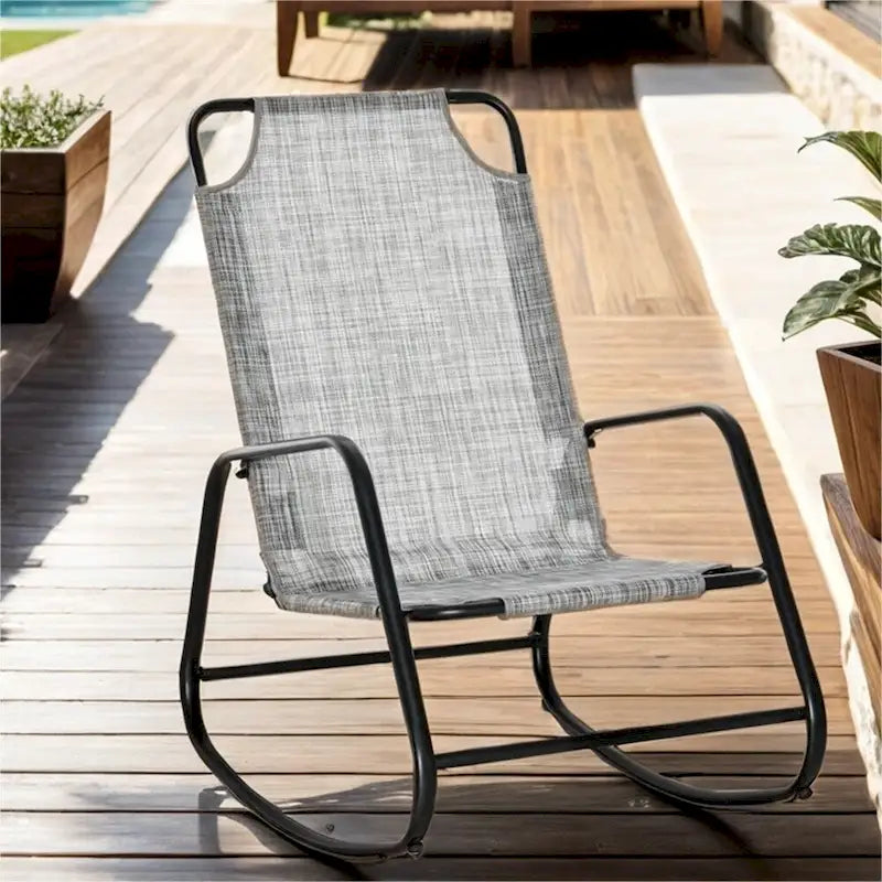 Outdoor Garden Fabric Rocking Chair with Steel Frame
