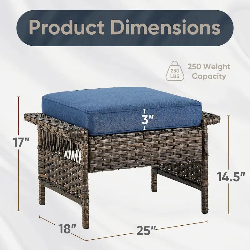 Set Divano Sezionale da Esterno con Pouf - Marrone