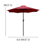 Tavolo da patio effetto teak quadrato da 35", 4 sedie e ombrellone da patio da 9 piedi con base