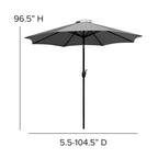 Tavolo da patio effetto teak quadrato da 35", 4 sedie e ombrellone da patio da 9 piedi con base